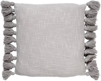 Dutch Decor RUBY - Kussenhoes 45x45 cm - 100% katoen - met flosjes - Micro Chip - lichtgrijs - met rits - zonder binnenkussen