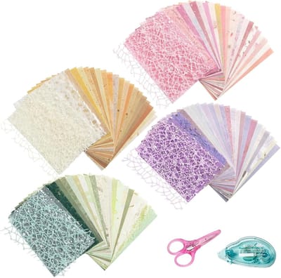 104 Blatt gestructureerd scrapbookpapier in vintage stijl, veelzijdige scrapbookaccessoires voor bullet journal, collage en kaart maken, ideaal kartonset met embossing voor junk journals en