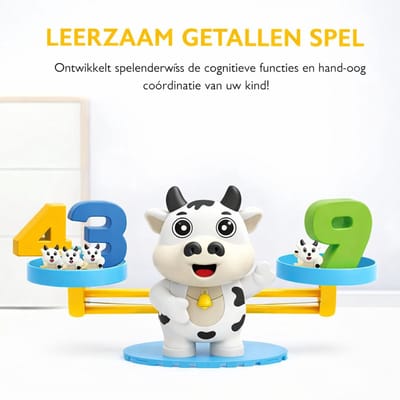 AE Educational - Leren rekenen - Weegschaal - Koe - Educatief speelgoed - Montessori speelgoed - Kinderspeelgoed - 3jaar - 4 jaar - 5 jaar - 6 jaar