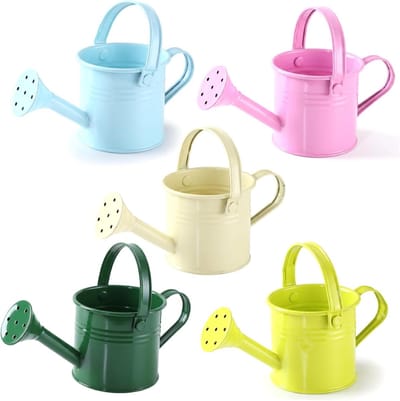 Mini Gieters Set - Kleine Metaal Blikken - Binnenplanten Verzorgen - Kindveilig Glad Ontwerp - 5 Stuks - Pastel Kleuren