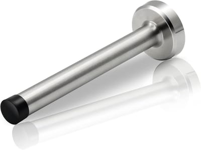2-delige plint deurstopper van 15 cm lang, zware wandmontage deurstopper van roestvrij staal 304 met zilverchroom rubberen geluidsisolatie
