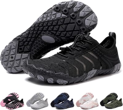 SnelShoppen - Waterschoenen Dames Sneldrogend Blotevoetenschoenen Antislip Surfschoenen Lichtgewicht Strandschoenen 42EU Zwart voor Zwemmen, Strand en