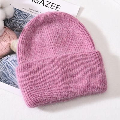 Winter Angola Konijnenbont Gebreide Mutsen Voor Vrouwen Mode Effen Warm Kasjmier Wol Skullies Muts Vrouwelijk Drievoudig Dikke Hoeden 54-60cm