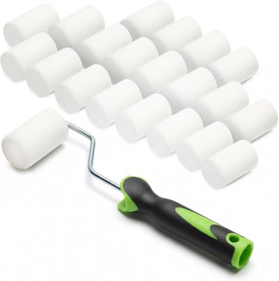 Dailygoods- Verfrollers Professionele Set - Schuimrollers Hoge Dichtheid - Ergonomisch Handvat - Gladde Afwerking - 20 Stuks - Voor Muren en Decoratie