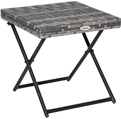 Opvouwbare vierkante tuintafel voor buiten - Bistro-bijzettafel met rotanblad, 40 x 40 cm