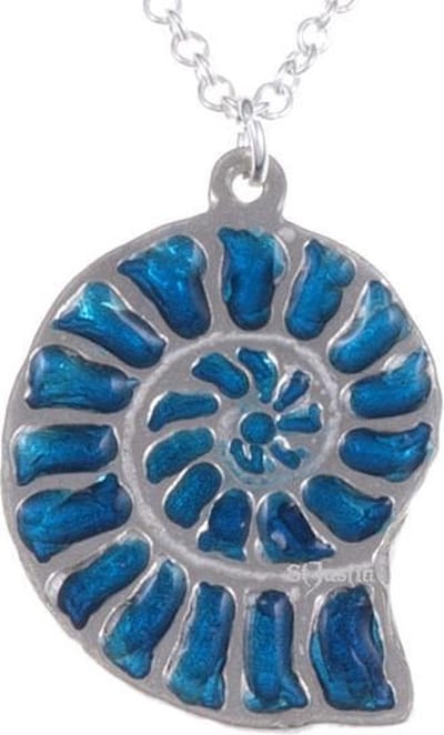 Ammonite Hanger – blue enamel , ammonite fossil hanger (PN732)