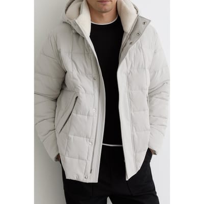 Reiss Ls Borg Lined Quilted Puffer Jacket Stone Size: XS | Winter Jackets Outlet | Heren | Wit