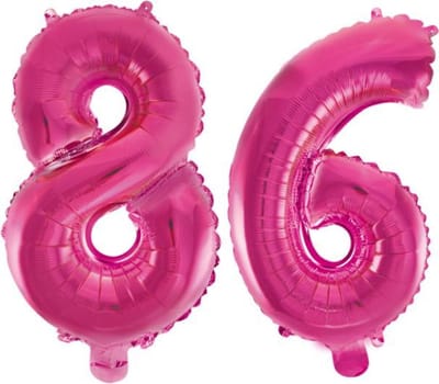 Folieballon 86 jaar roze 41cm