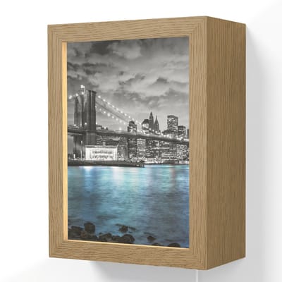 Wandlamp 15x20 cm - Oplaadbaar - New York - Skyline - Stad - Blauw - Wandlampen binnen woonkamer - Slaapkamer lamp met kabel - Decoratieve nachtlamp - Vloerlamp snoer