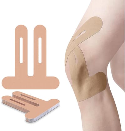 10 stuks voorgesneden kinesiologietape - Geschikt voor knieën en spieren - Professionele kinesiologietape voor hardlopen, wandelen en marathons - Ademende en zweetbestendige sporttape - 22x25cm - Beige