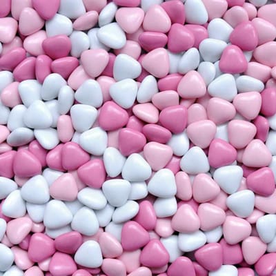 Chocolade mini Hartjes ROZE-wit- 500 gram doopsuiker love-chocolade