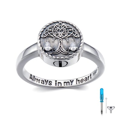 Luxe Asring – 925 Zilver - Handgemaakte Urn Ring / Crematie Ring – Urn - Gedenksieraad voor As van Overledene of Dierbare – Rouwsieraad / Memorial Ring - Herdenkingsring - 17.25 mm