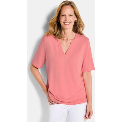 Jersey shirt van zachte viscose - koraalrood - Gr. 22 van Goldner Fashion