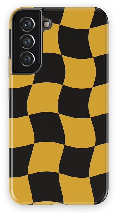 Checkered Warp Hoesje Samsung Galaxy S22 Plus | Geschikt Voor Mag | Uniek Design Hoesje | Beschermhoes Samsung Galaxy S22 Plus Yellow Rush