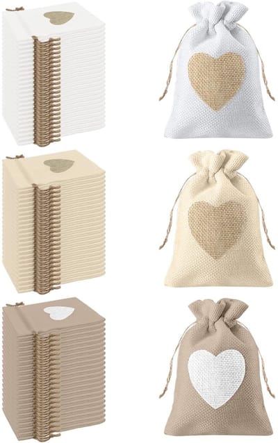 TOVBMUP 24 zakken - jute zakken - herbruikbaar - Geschikt voor bruiloften, retourgeschenken, snoep, geschenken, dopen, verjaardagen - 10*14cm