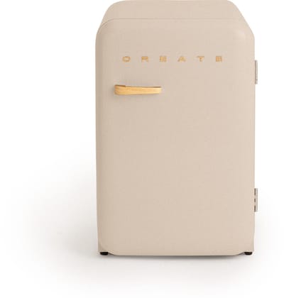 CREATE - Koelkast in retrostijl - Zand - Handvat Hout - FRIDGE RETRO 107L