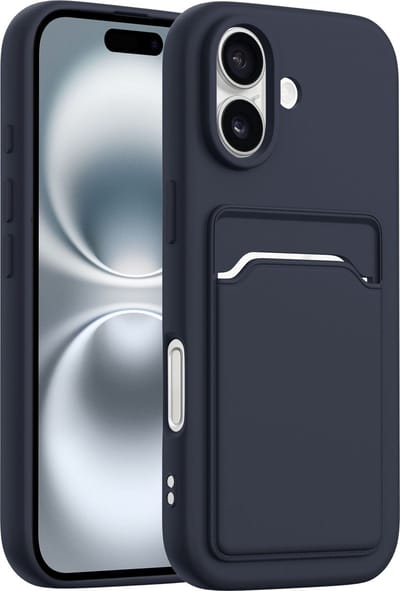 ShieldCase back cover hoesje met pasjeshouder geschikt voor iPhone 17 (donkerblauw) – sterke case met kaarthouder, premium bescherming en slank design