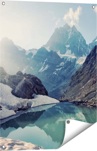 Gards Tuinposter Landschap berg meer - 60x80 cm - Tuindoek - Tuindecoratie - Wanddecoratie buiten - Tuinschilderij