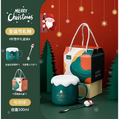 Keramische Mok Kerst Souvenirs met Deksel en Kopjes Geschenkdoos Evenement Hoge waarde Waterbeker Geschenk 301-400ml