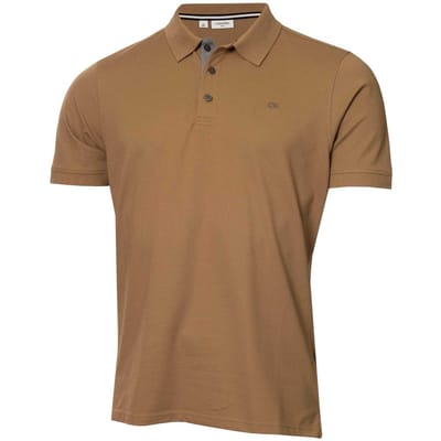 Calvin Klein Heren Geborduurd Kraag Poloshirt met Korte Mouwen (Koekje)