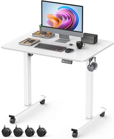Compact Sta-Zit Bureau met Memory Controller – Elektrisch Verstelbaar – 80×60 cm – Wit