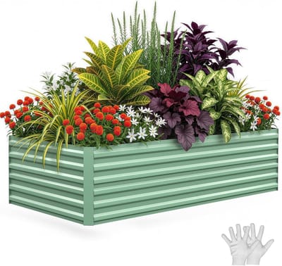 Grote Moestuinbak van Gegalvaniseerd Staal - Verhoogde Plantenbak - 240 x 120 x 60 cm - Extra Diepe Bodemloze Kweekbak - Ergonomische Hoogte - Groen