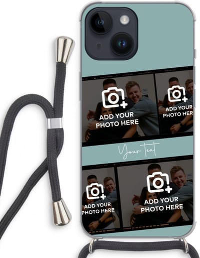 Gepersonaliseerd - Case Company® - Hoesje met koord geschikt voor iPhone 14 hoesje met Koord - Filmrol N°2 - Telefoonhoesje met Zwart Koord - Extra Bescherming aan alle Kanten en Over de Schermrand