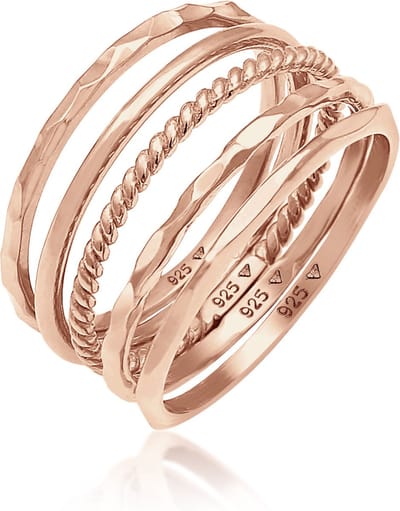 Elli - Ring - Dames Band Set Stapelen Minimaal Trend Blogger Basis in 925 Sterling Zilver - Dames