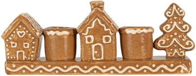 Clayre & Eef Kandelaar Huis 21x4x8 cm Bruin Keramiek