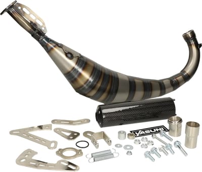 Uitlaat Yasuni R3 Carrera Carbon onderlangs voor Derbi en Minarelli AM6 50cc 2 Takt