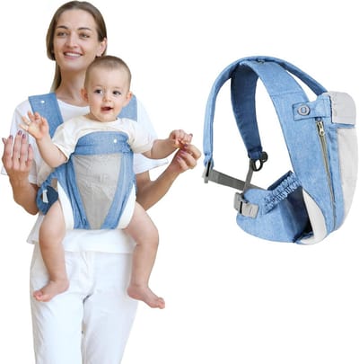 Baby Draagzak - Draagdoek Babyhouder - Baby Comfort - 4-in-1 Draagopties - 3.5-18 kg - Hemelsblauw