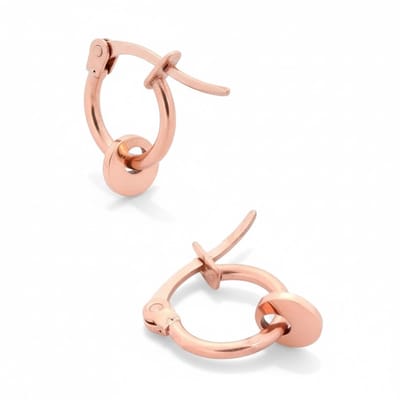 Aramat Jewels | Oorringen | Oorringen – 10mm Mini Oorringen met Rond Muntje RVS Rosékleur Dames | | | |3mm | Staal | Volwassenen | Verkleurd niet