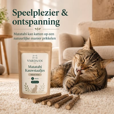 Vardaan Matatabi Kauwstaafjes Voor Katten 5 Stuks – Matabi Stokjes – Silver Vine – Catnip Effect – Kattenkruid – Kattenspeelgoed – Kattensnacks – Kattensnoepjes – Vegan – Kalmerend – Gebitsreiniging – Frisse Adem – Plantaardig – Kittens – XS 11 cm