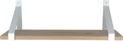 GoudmetHout® Wandplank Industrieel - 180 x 25 cm Muurplank - Licht Eiken Hout - Decoratie Wandrek & Boekenrek - Hangplank Keuken - Wall Shelf + 2 Mat Witte Plankdragers van Staal