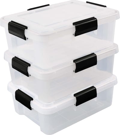 IRIS Airtight Opbergbox - 10L - Stapelbaar - Luchtdicht - Kunststof - Transparant - Set van 3