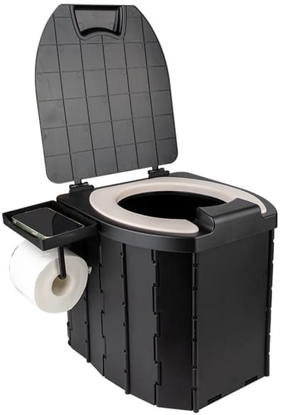 NordHaus Opvouwbaar Campingtoilet - Draagbaar Reistoilet - Autotoilet - Inklapbaar Ontwerp - 34,5 x 32 x 32,5 cm Zwart