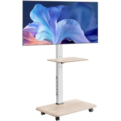 VEVOR Rollende TV-standaard voor 812,8-1778 mm TV's tot 40 kg, 25° links-rechts draaibaar en in hoogte verstelbare TV-beugel met plank voor slaapkamer/woonkamer (max. 600 x 400 mm)