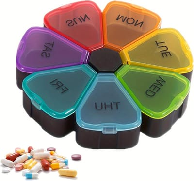Tabletten Organizer voor Medicijnen, Vitaminen en Visolie - 7 Dagen Pillendoos, BPA-vrij en Vochtbestendig, Ideaal voor Thuis en Reizen