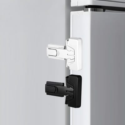 Dailygoods- Koelkastslot 2-delig - Kindveilige Deurslot - Zelfklevend - Veilig ABS-plastic - Geschikt voor de meeste koelkasten - Vergrendelt automatisch