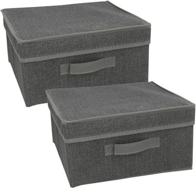 Gerimport Opbergbox London - 4x - 30 x 31 x 16,50 cm - antraciet - met handvaten
