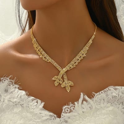 5-delige Dames Trendy Klauwketting Lotus Ketting Oorbellen Armband Ring Sieradenset Bruiloft Banket Feest Vakantie Cadeau brown