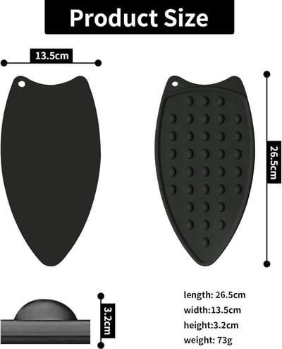 Strijkijzer accessoire - Strijkijzersupport, silicone strijkijzeropstel, strijkijzeropstelmat met hanggat, voor hitteisolatie tegen brandwonden (zwart)