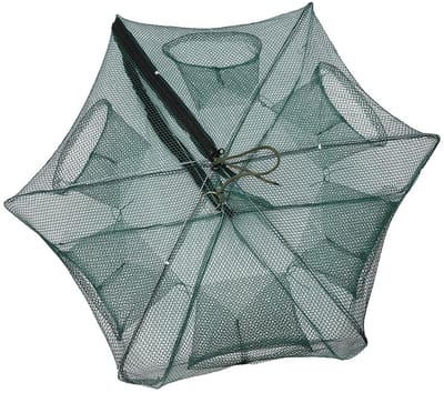 Byshayne- Hengelval duurzaam nylon - Automatisch Visnet - Opvouwbaar - 6 Gaten - Vissen/Garnalen/Krabben - Afmetingen 58 x 22 cm