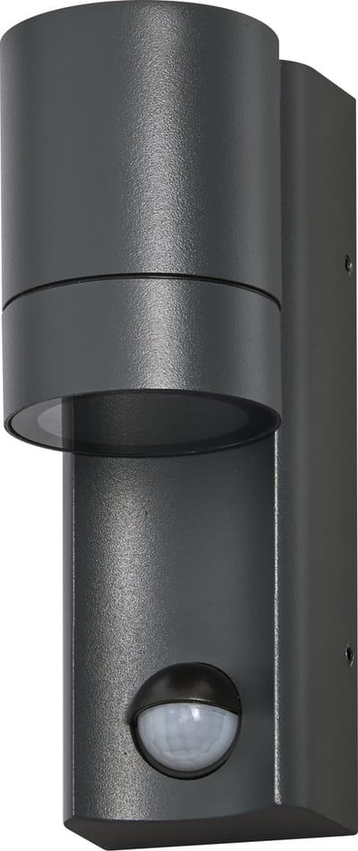 LEDVANCE ENDURA CLASSIC ISIDOR W S buitenlantaarn, wandlamp, GU10, donkergrijs, aluminium, eenvoudige installatie, indirecte verlichting, IP65 beschermingsklasse, daglichtsensor, bewegingsmelder