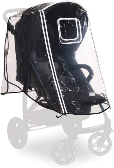 Universele regenhoes voor kinderwagen met reflecterende randen en raam - Eenvoudige bevestiging en optimale ventilatie