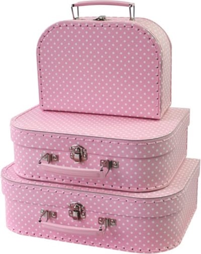 Simply for Kids - Kofferset - 3 Koffertjes - Roze met witte stippen