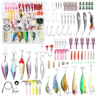Visaas Set - Kunstaas Assortiment - Vissen Vangen - 101 Delige Kit - 21 cm Doos - Multicolor