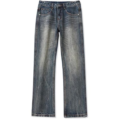Jean droit ajusté slim pour homme, style High Street américain, délavé 40 bleu