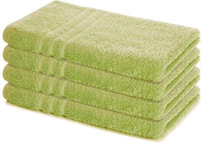 Lavea® Set van 4 Handdoeken 50x100 cm – 100% Katoenen Handdoeken – Zacht en Sterk Absorberend – Ideaal als Badhanddoeken voor Badkamer, Thuis, Hotel en Spa – Lindegroen