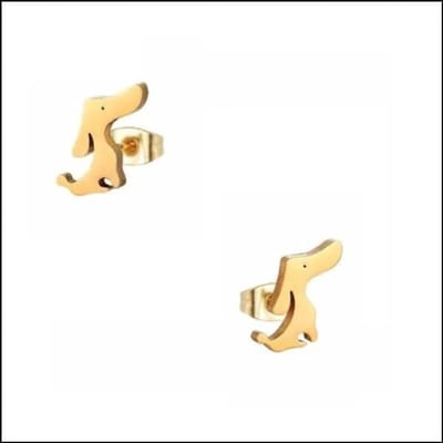 Aramat Jewels | Oorbellen | RVS Dieren Oorbellen Diverse Motieven - Dierenliefhebber Oorstekers | Hondje/Goudkleur-9mm | |8mm | Staal | Kinderen, Volwassenen | Verkleurd niet